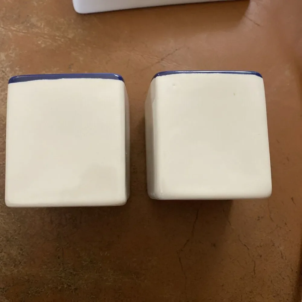 Pier 1 Country farm Blue and White Salt and Pepper With Tray